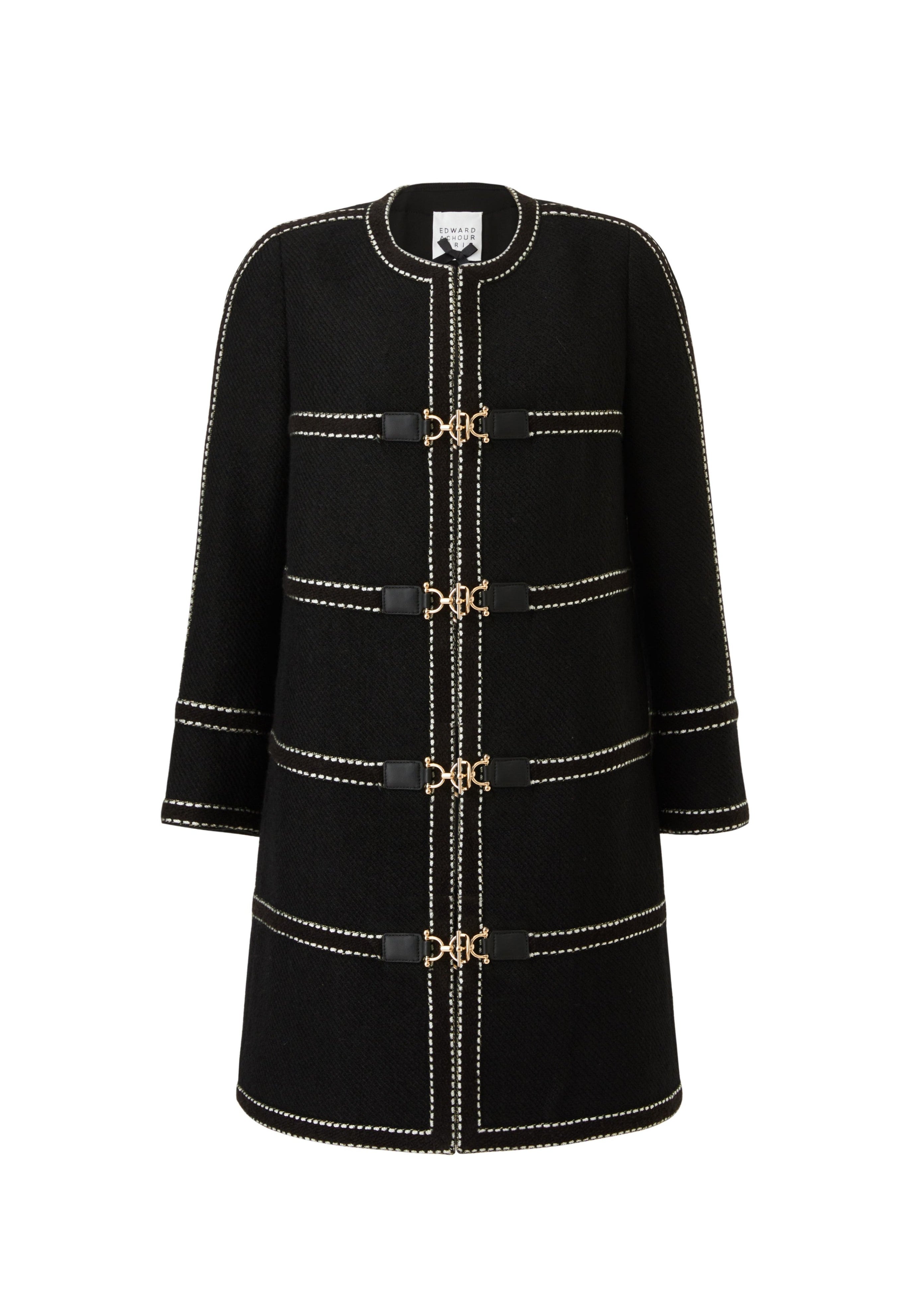 Gold-Buckle Trimmed Long Jacket (090201/901)