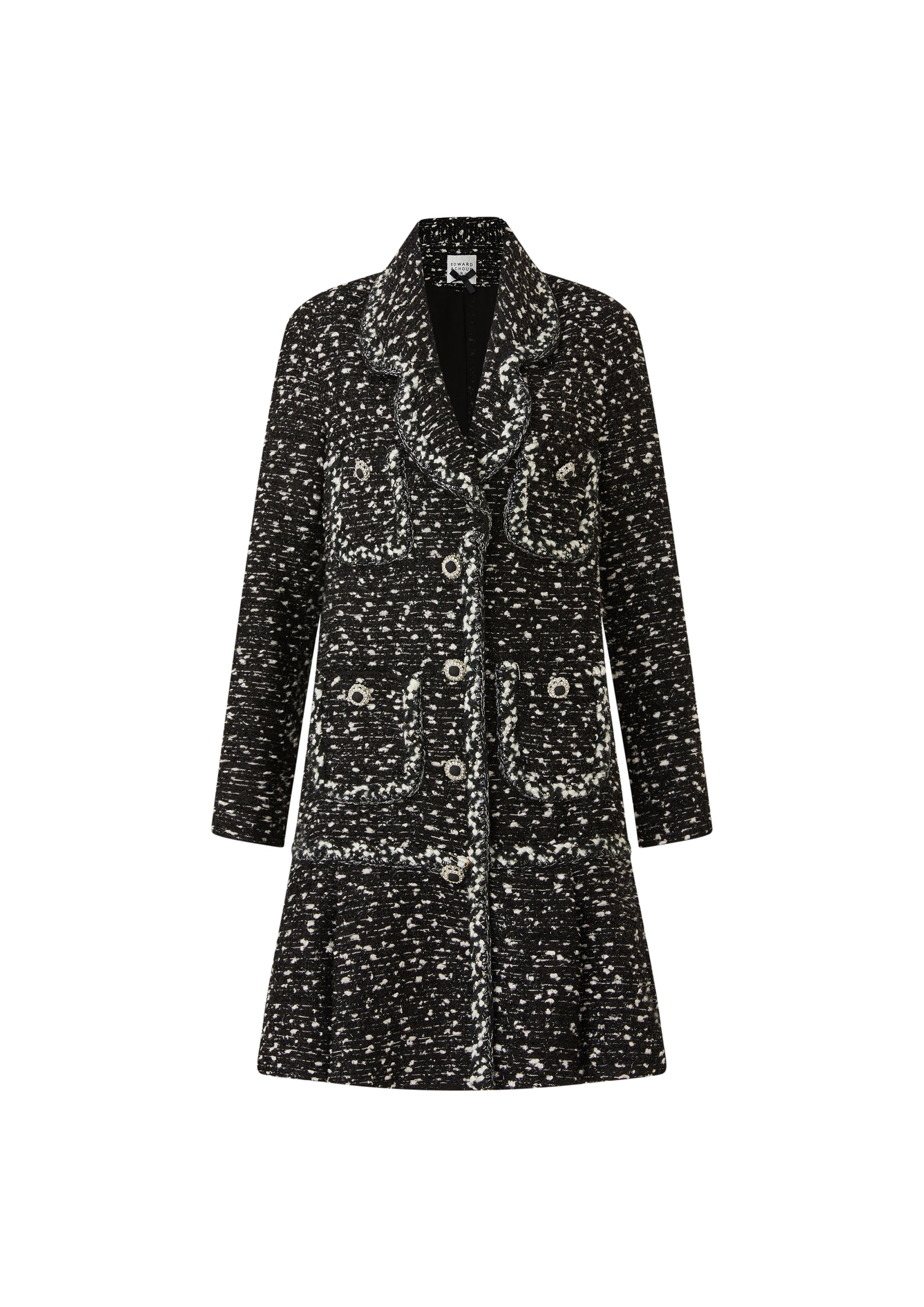 Black & White Natté Trimmed Dress with Jewel Buttons (090207/910)