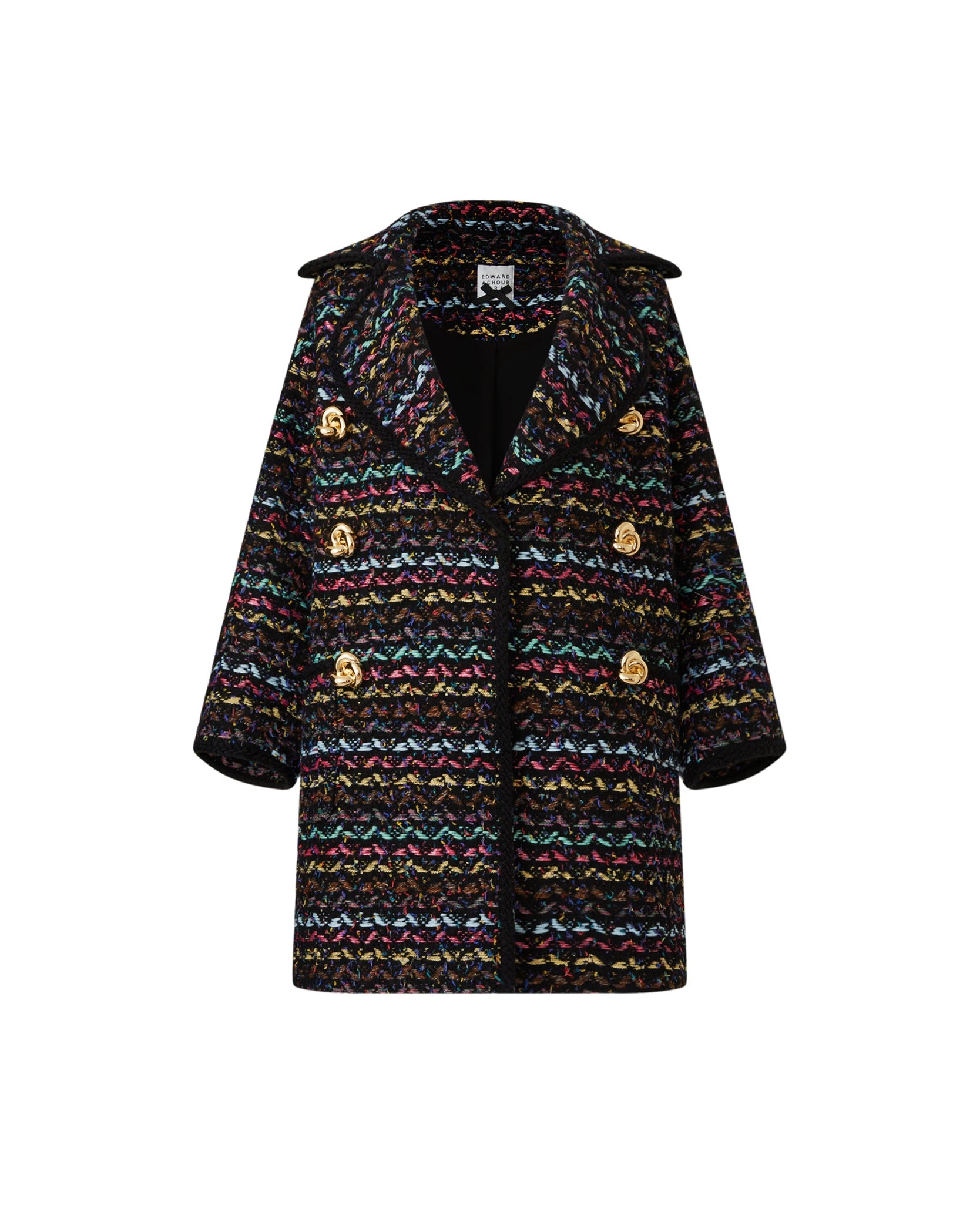 Elegant Multicolor Coat with Jewels Button Accents (090212/925)