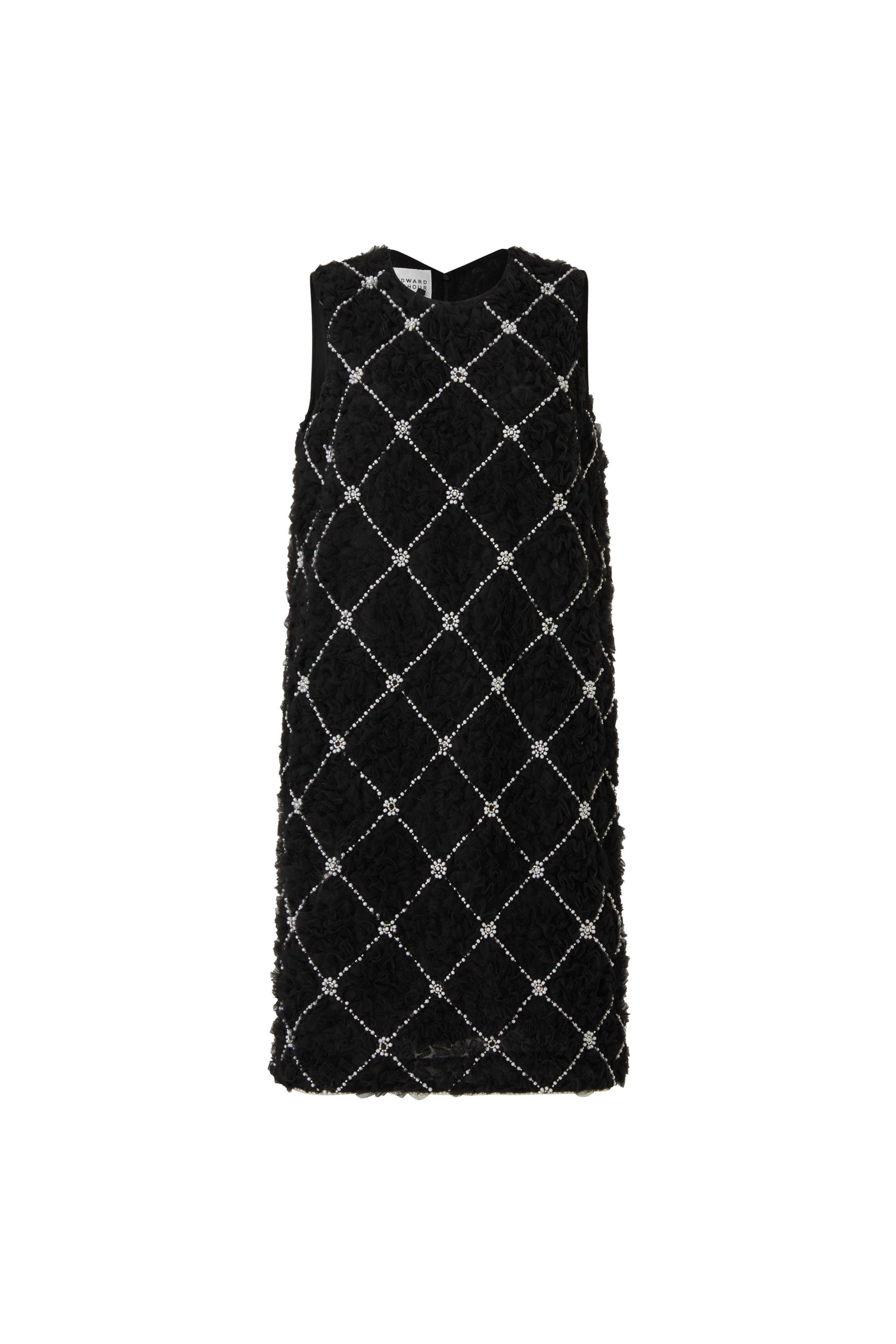 Black Sleeveless Dress with Diamond Pattern (090404/938)