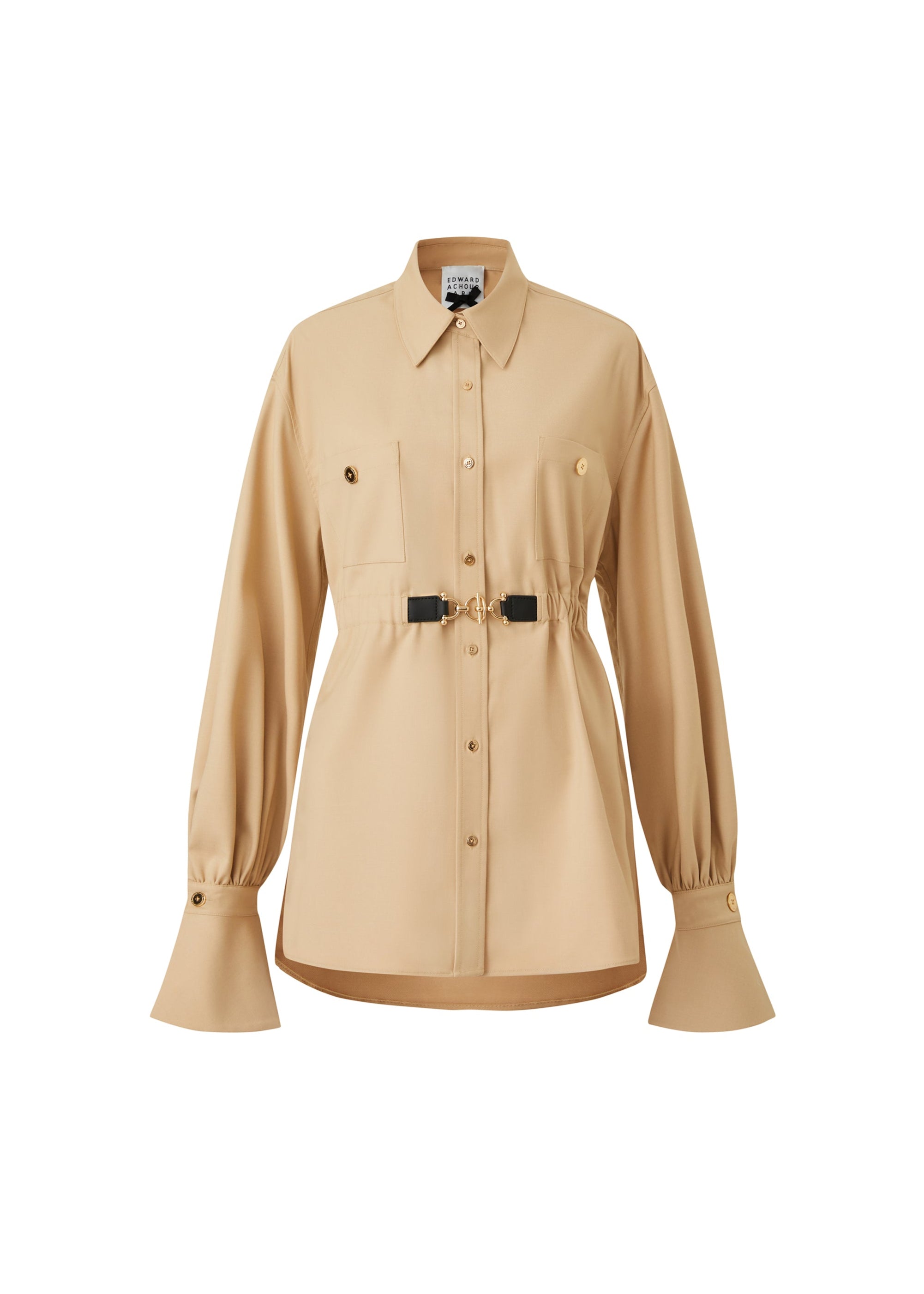 Cinched-Waist Blouse with Statement Sleeves (090605/916)