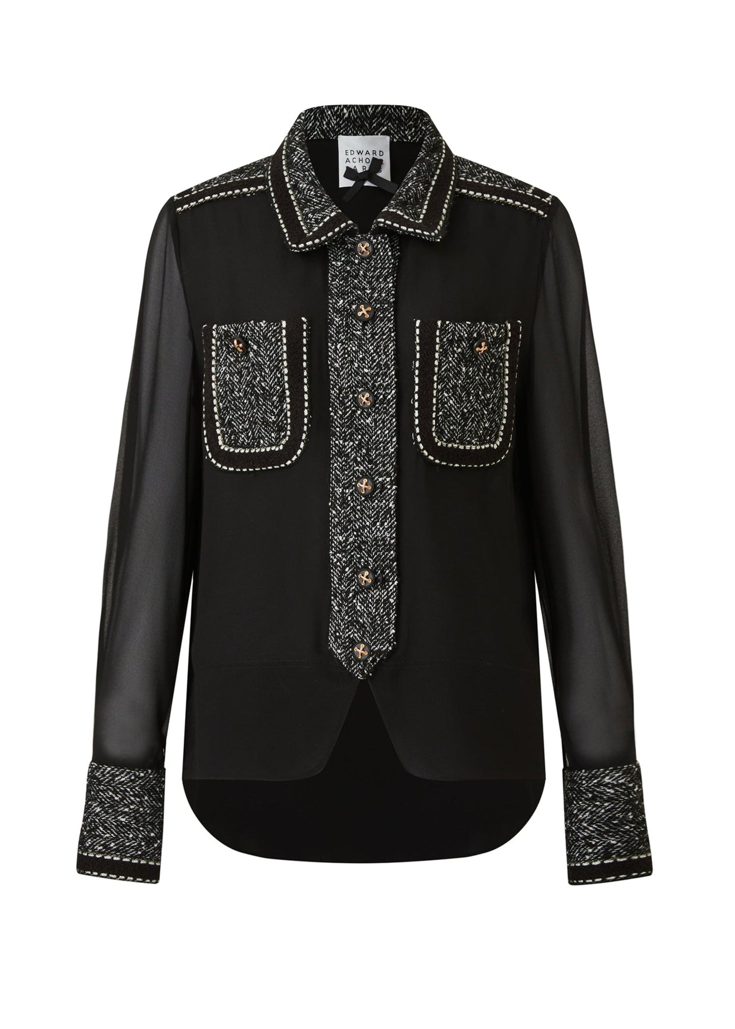 Chiffon Shirt with Contrast Collar and Cuffs (090607/913)