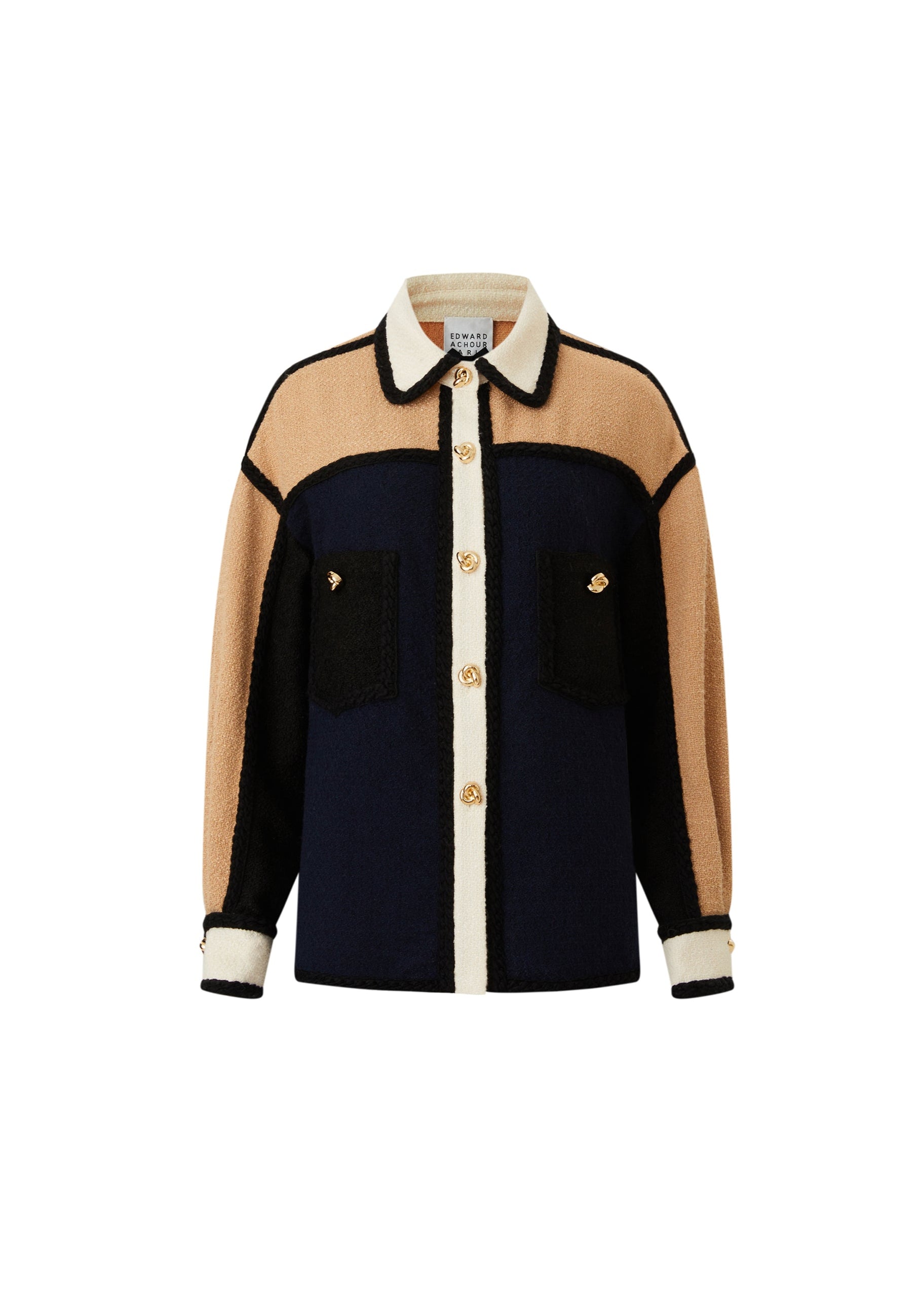 Colorblock Shirt with Jewel-Style Gold Buttons (090610/923)