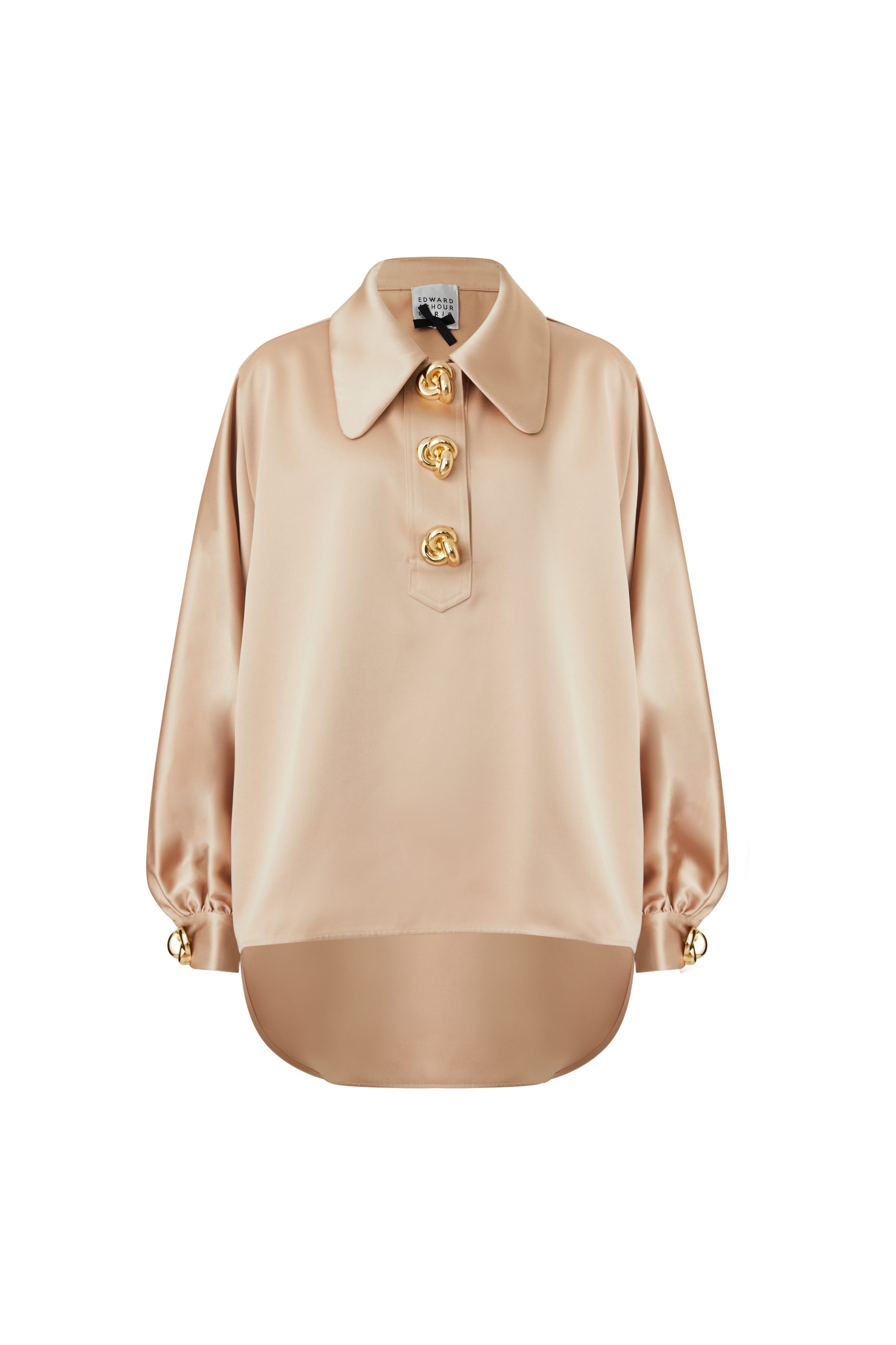 Satin Blouse with Oversized Gold Buttons (090617/950)