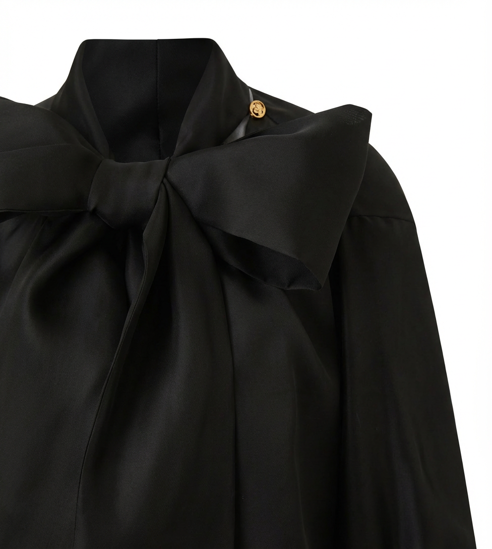 Dramatic Bow Silk Blouse (090622/951)