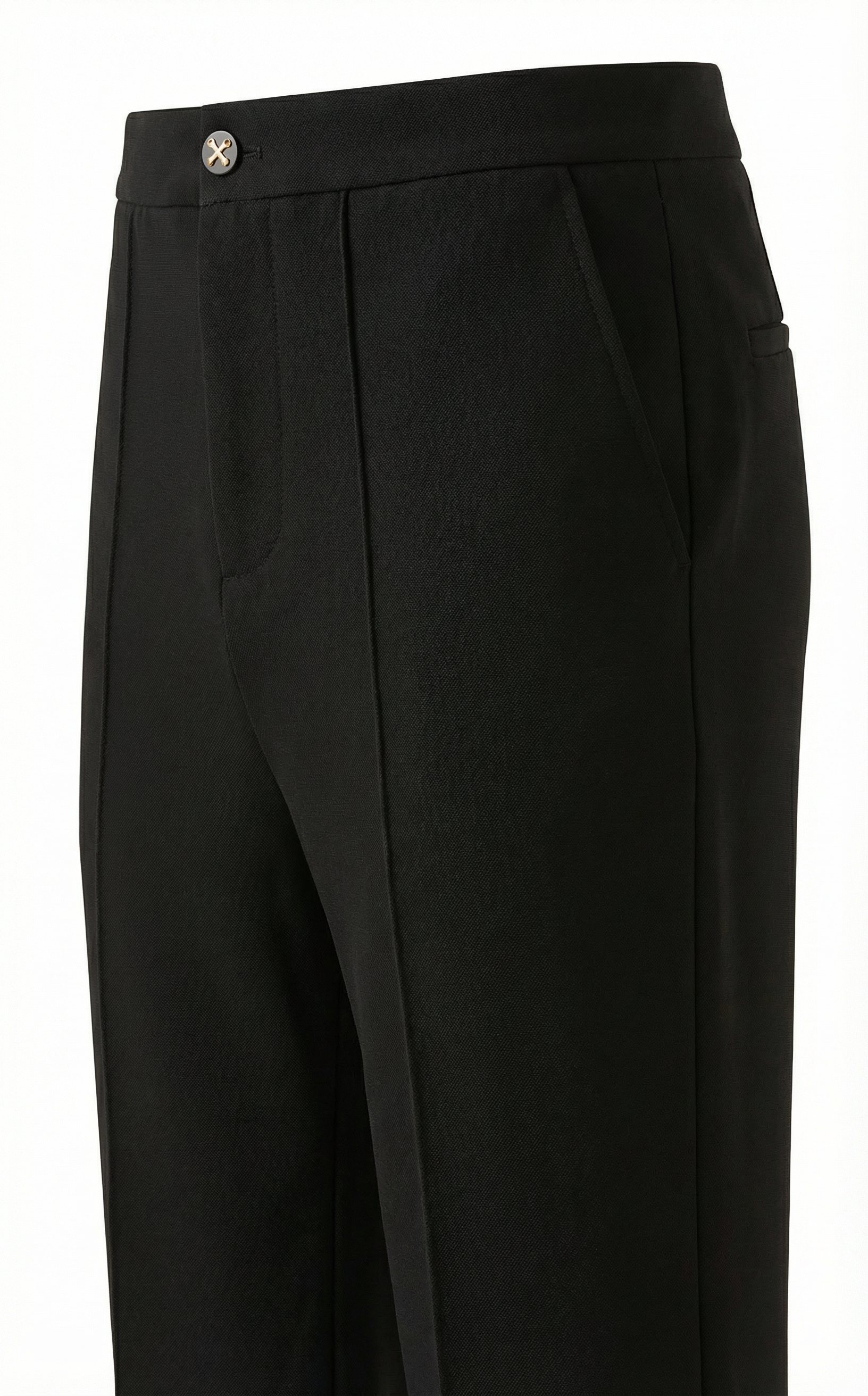 Black Smocked Tailored Pants with Front Seam (090905/929)