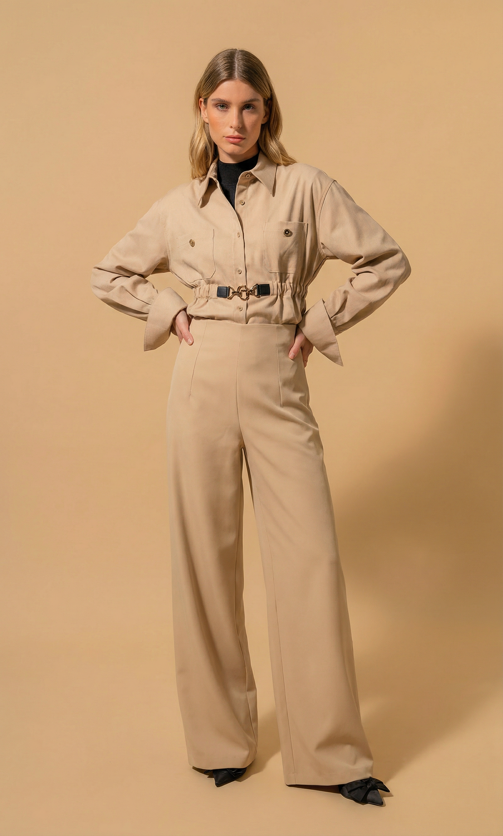 Pantalon Large Fluide Beige (090908/916)