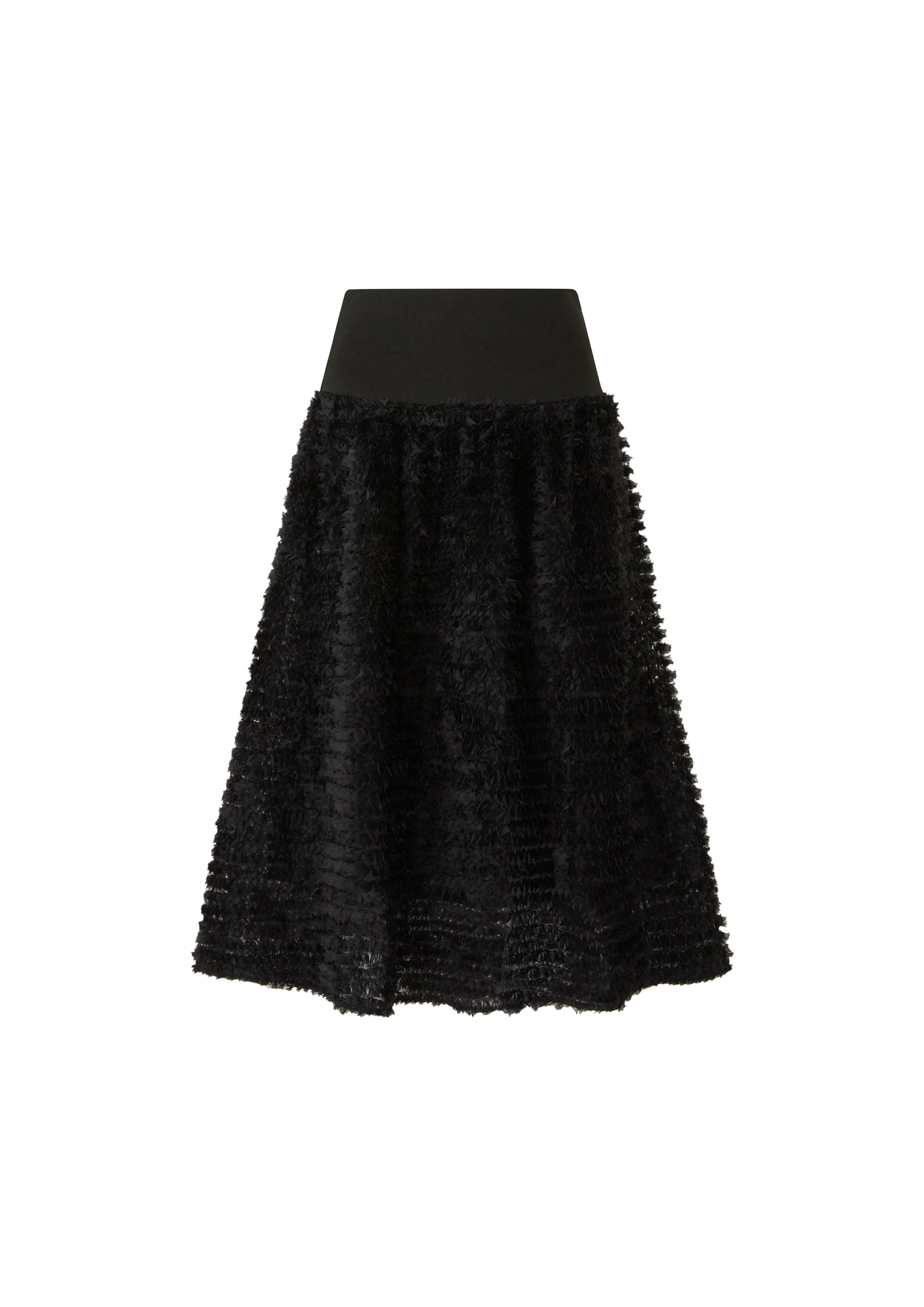 Black Striped Sheer Midi Skirt with Stretch Waist (091104/924)