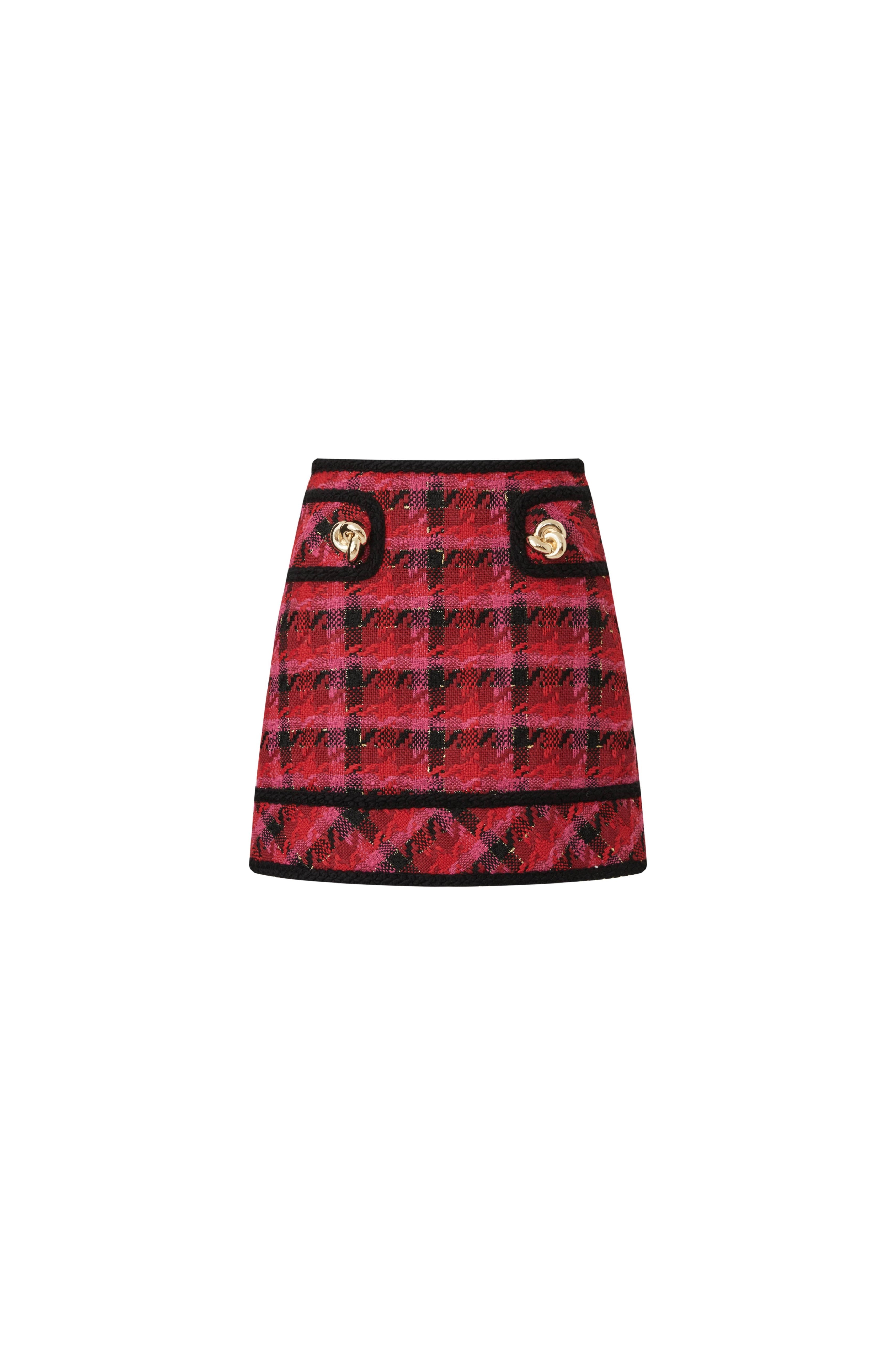 Red Mini Skirt with Gold Button Details (091105/921)