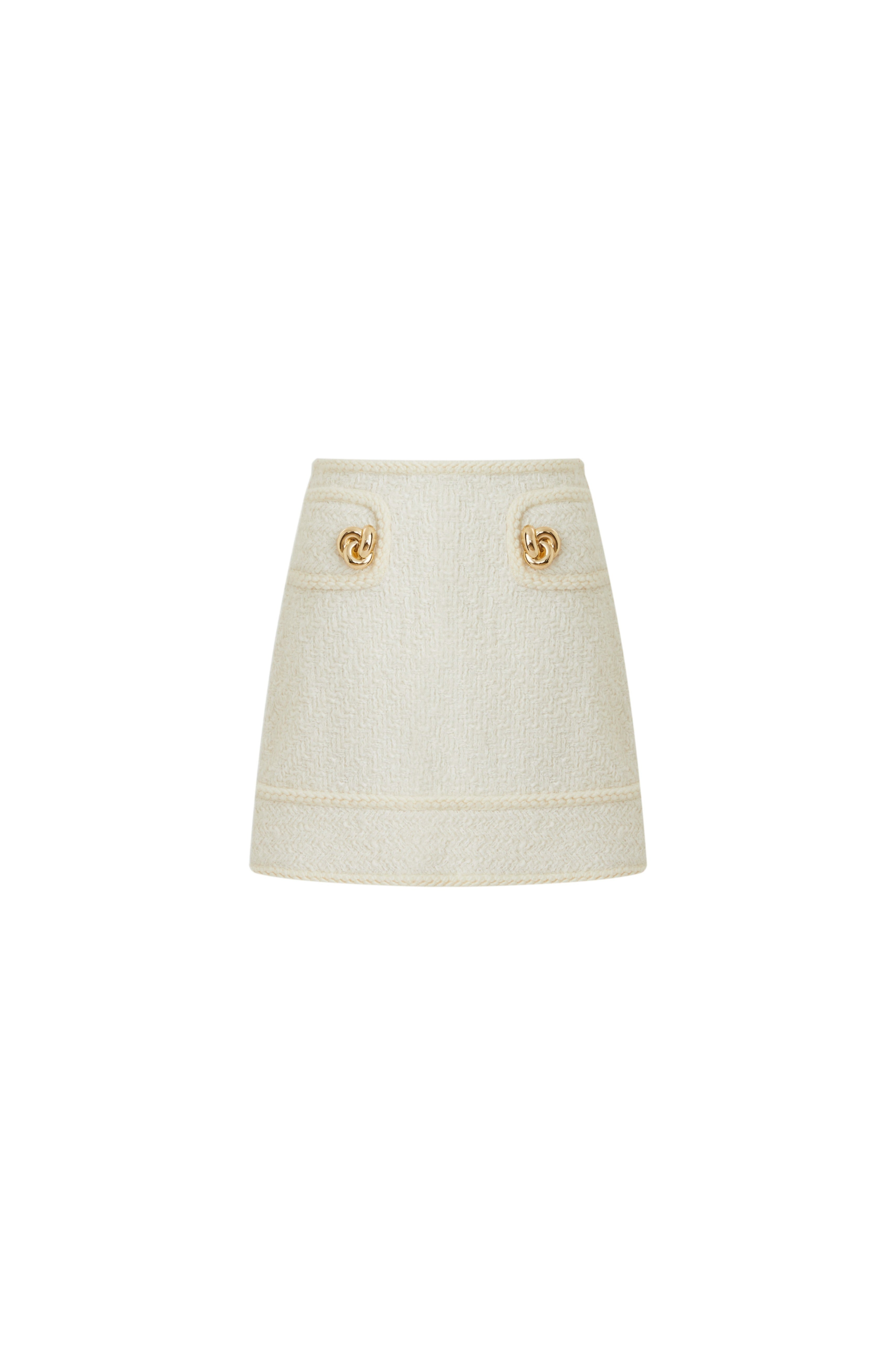 Ivory Mini Skirt with Gold Chain Details (091106/922)