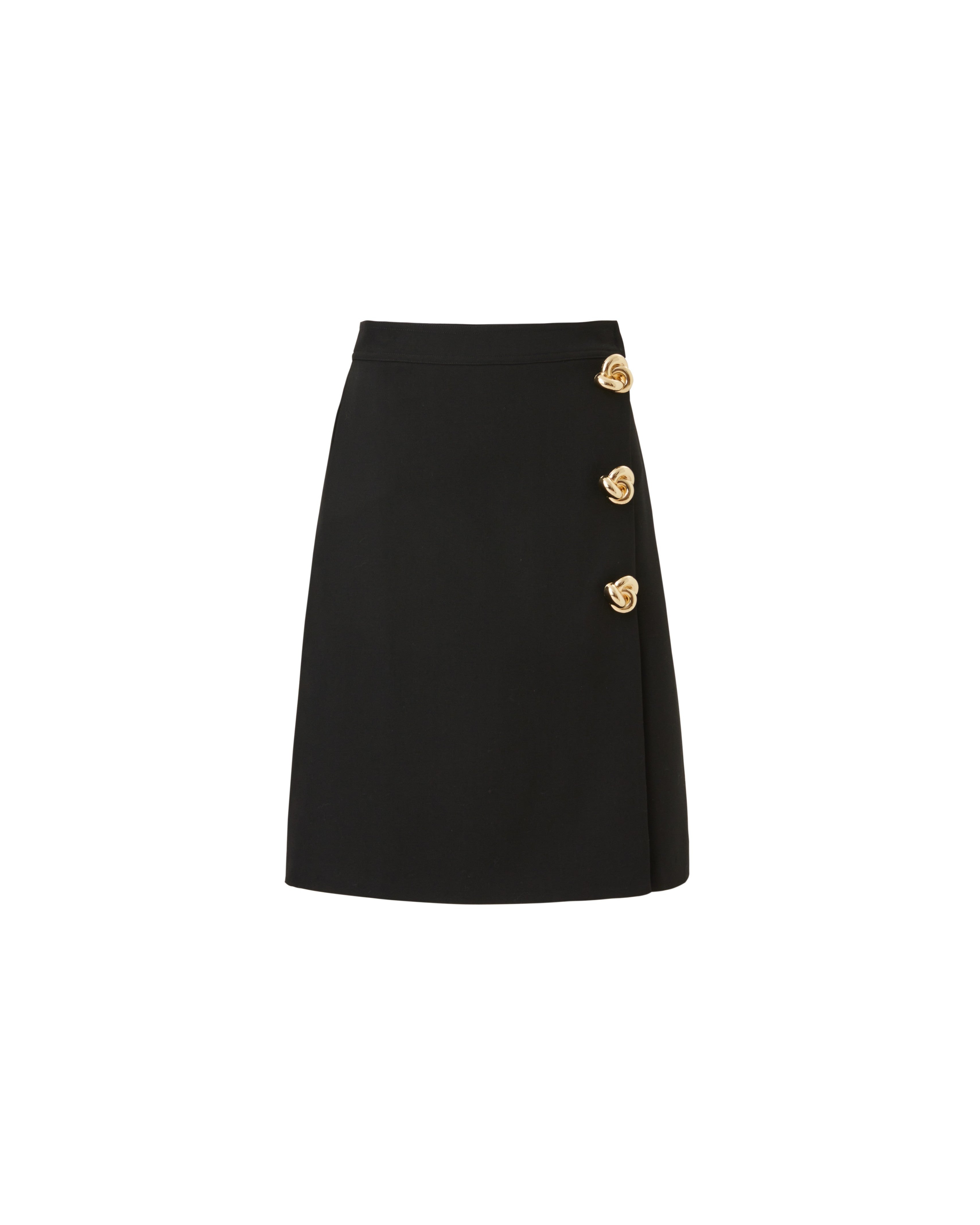 Black A-Line Skirt with Gold Rose Buttons (091112/934)