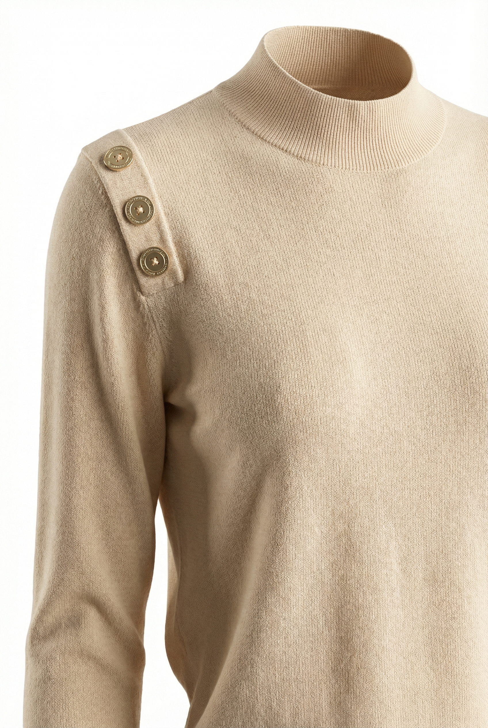 Button-Shoulder Knit Sweater (091502/995)