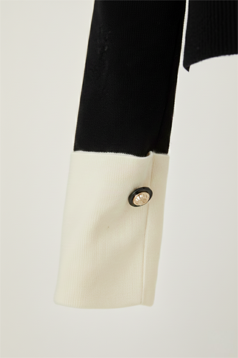 Contrast Cuff Buttoned Cardigan (091503/995)