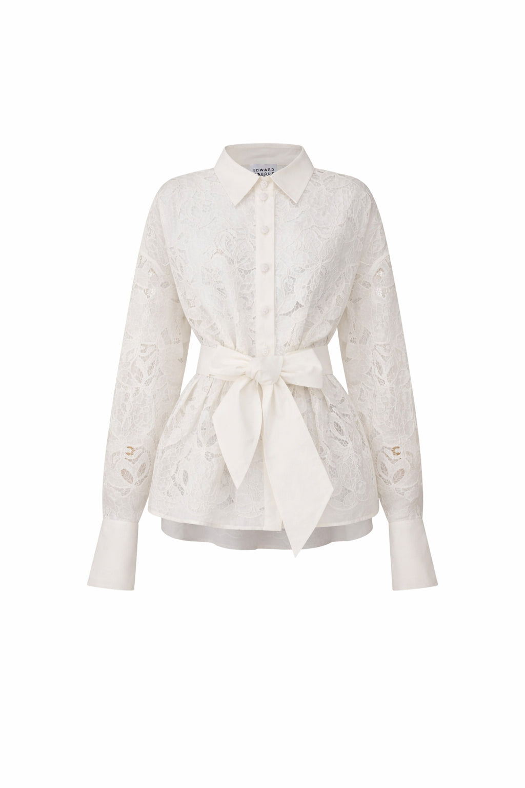 Belted Floral Lace Shirt