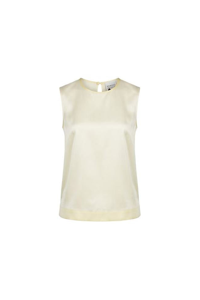 Front view ivory silk satin shell top Edward Achour.