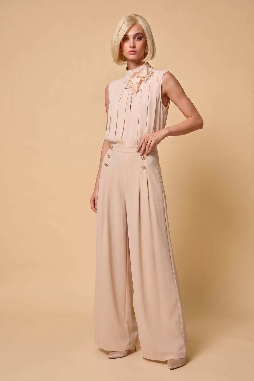 Sailor Button Palazzo Pants