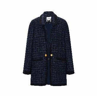 Long Tweed Jacket with Braided Trim