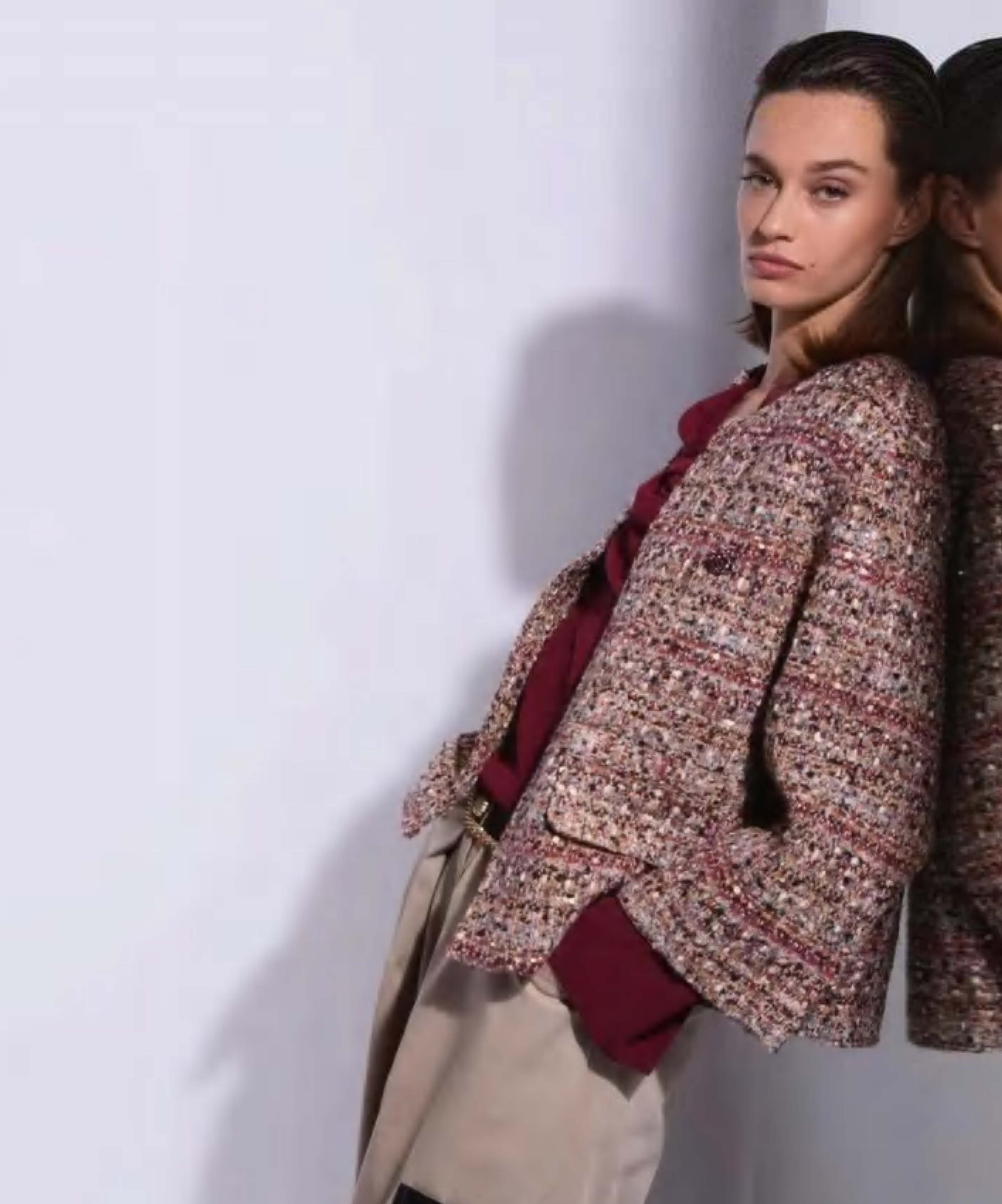 Multicolour Tweed Patch-Pocket Jacket