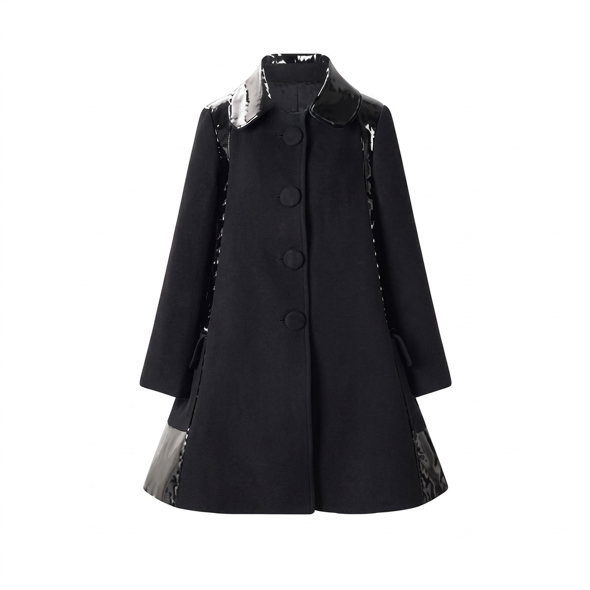 Trapeze Coat with Glossy Shoulder Panels