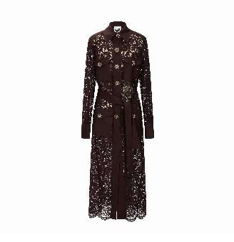 Sheer Lace Belted Trench Coat
