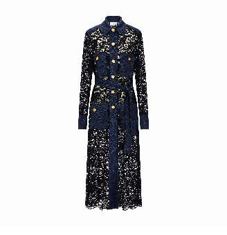 Embroidered Lace Belted Trench Coat