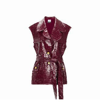 Belted Leather-Effect Longline Vest