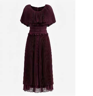 Pleated Cape-Yoke Dress