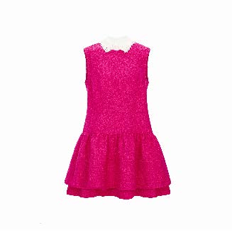 Lace Drop-Waist Mini Dress with Contrast Collar