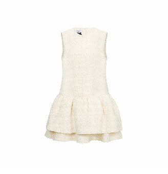 Ivory Boucle Drop-Waist Dress