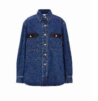 Denim Shirt with Glossy Patch Pockets