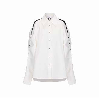 Piped Shirt with Eyelet Sleeve Panels