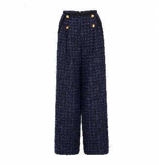 Four-Button Boucle Wide-Leg Trousers