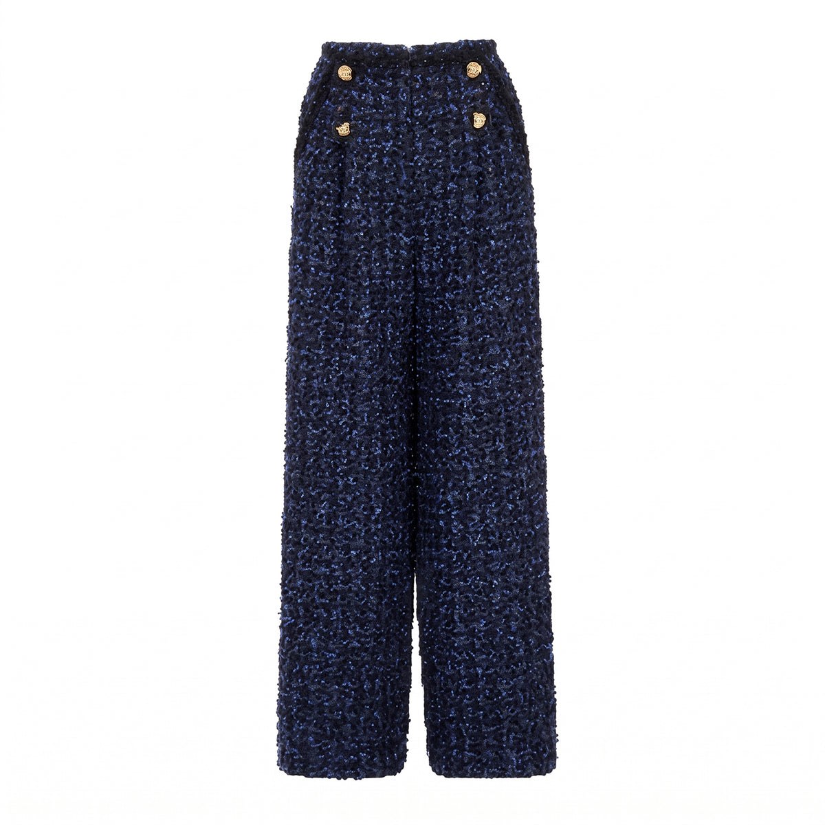 Four-Button Boucle Wide-Leg Trousers