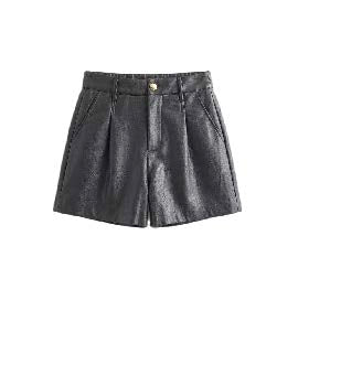 Leather-Effect Flared Shorts