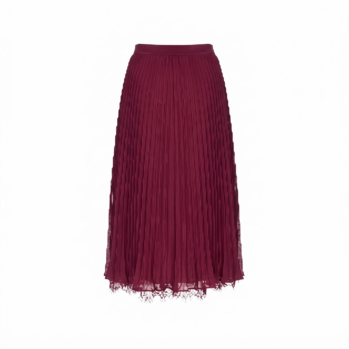 Pleated Skirt with Lace Hem
