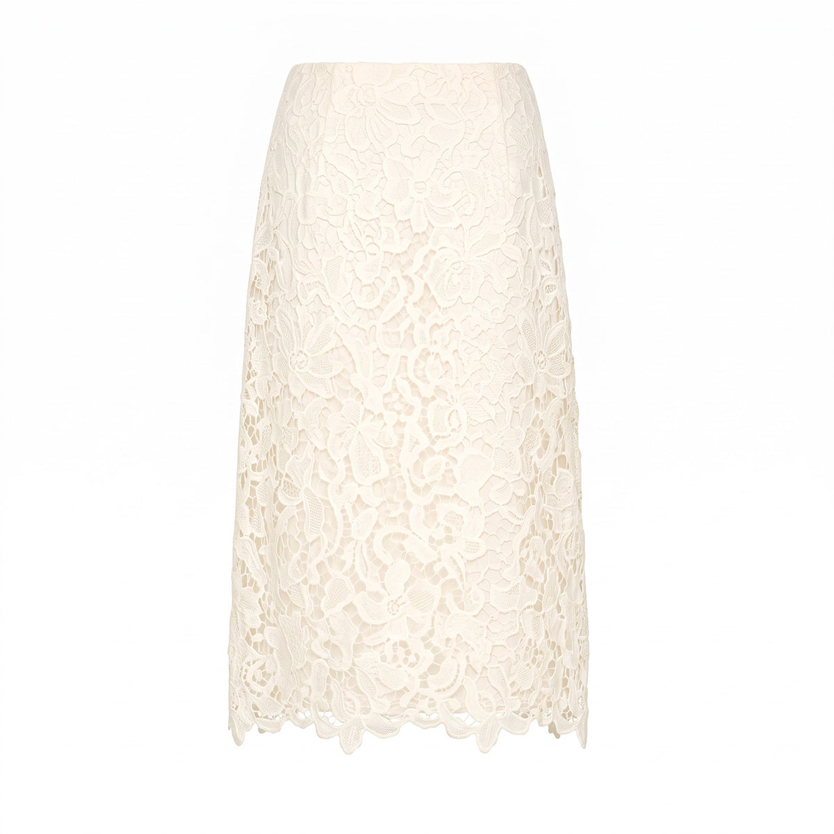 Lace Pencil Skirt with Scalloped Hem