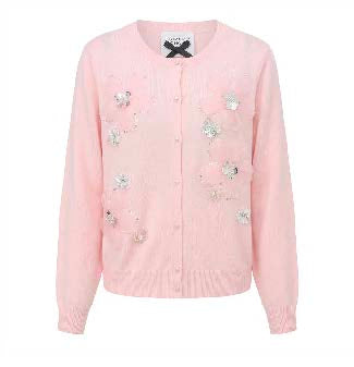 Crystal-Floral Cropped Cardigan