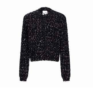 Sequined Cropped Crew-Neck Sweater