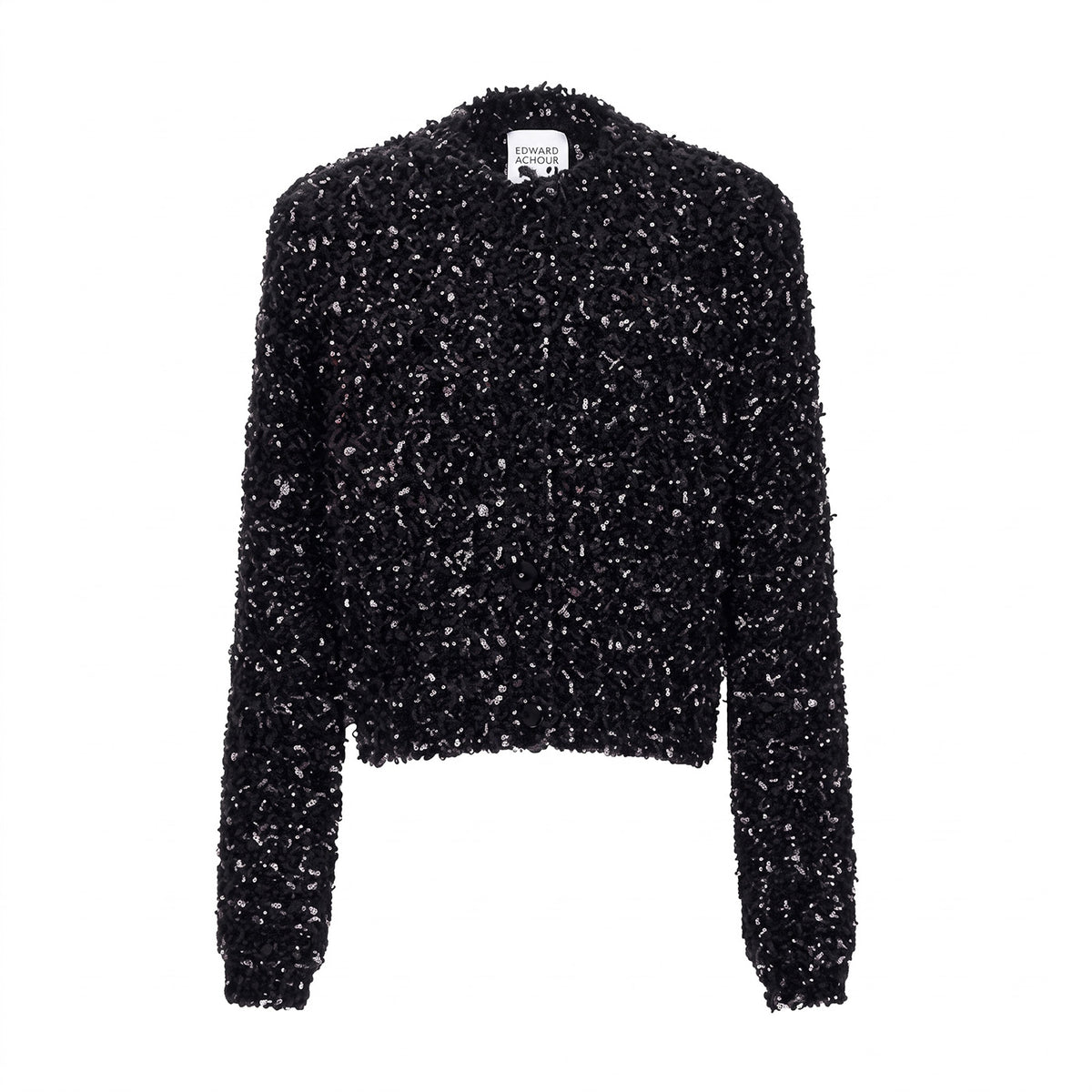 Sequined Cropped Crew-Neck Sweater