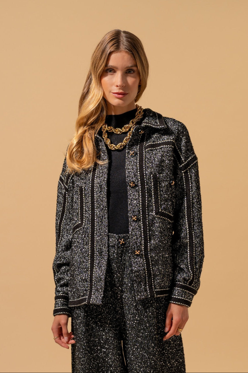 Black Jacket with Contrast Trim (090612/913)