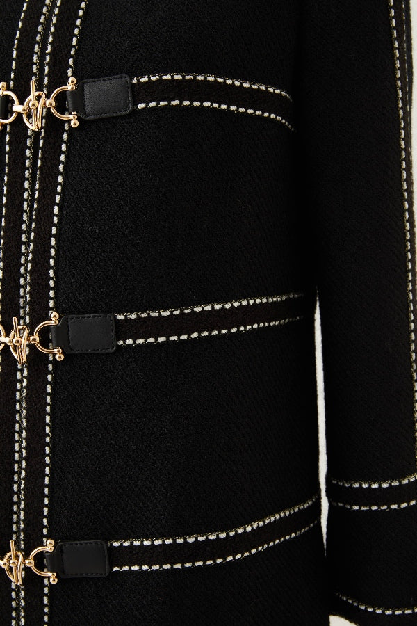 Gold-Buckle Trimmed Long Jacket (090201/901)