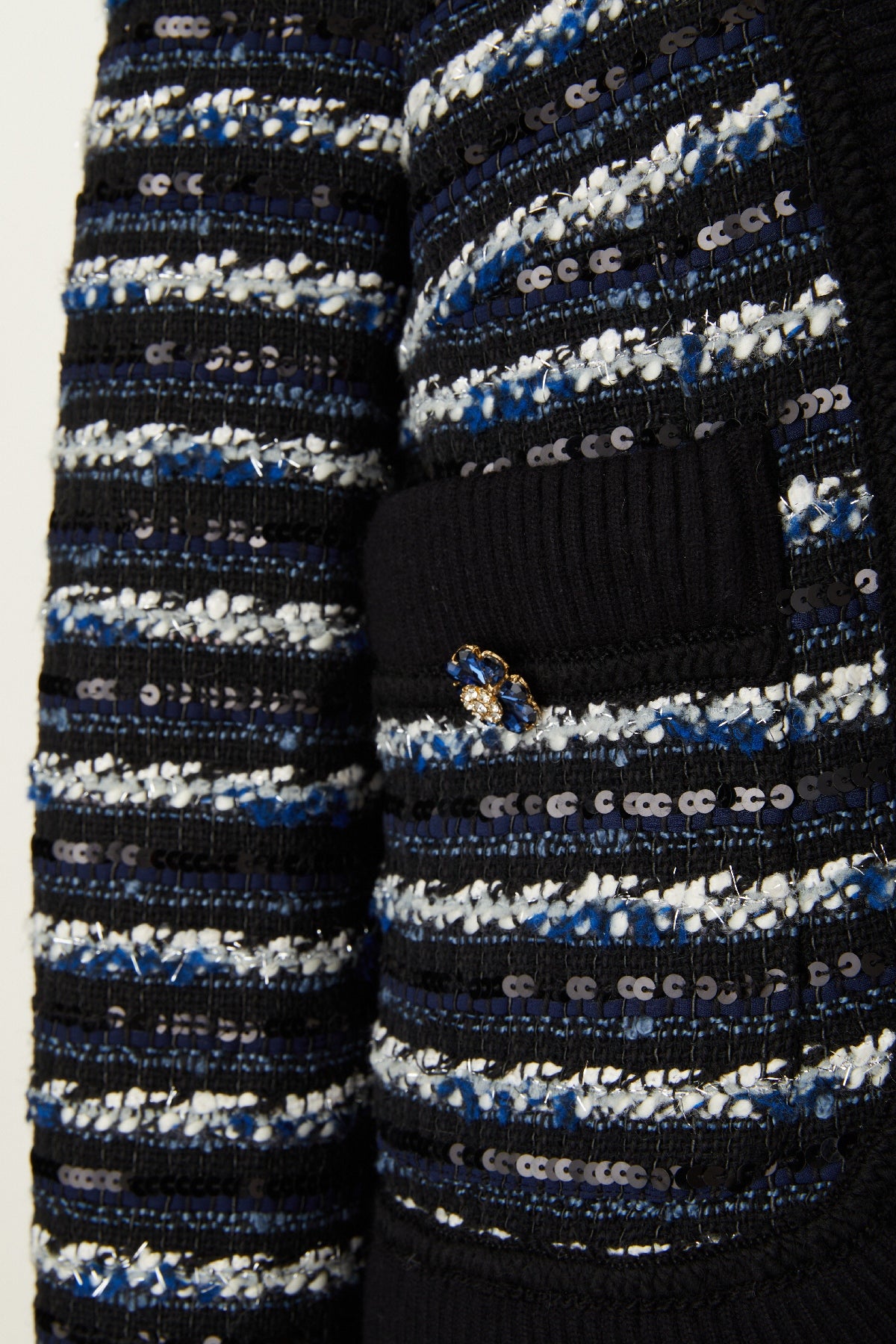 Striped Cropped Jacket with Knit Trim (090103/902)