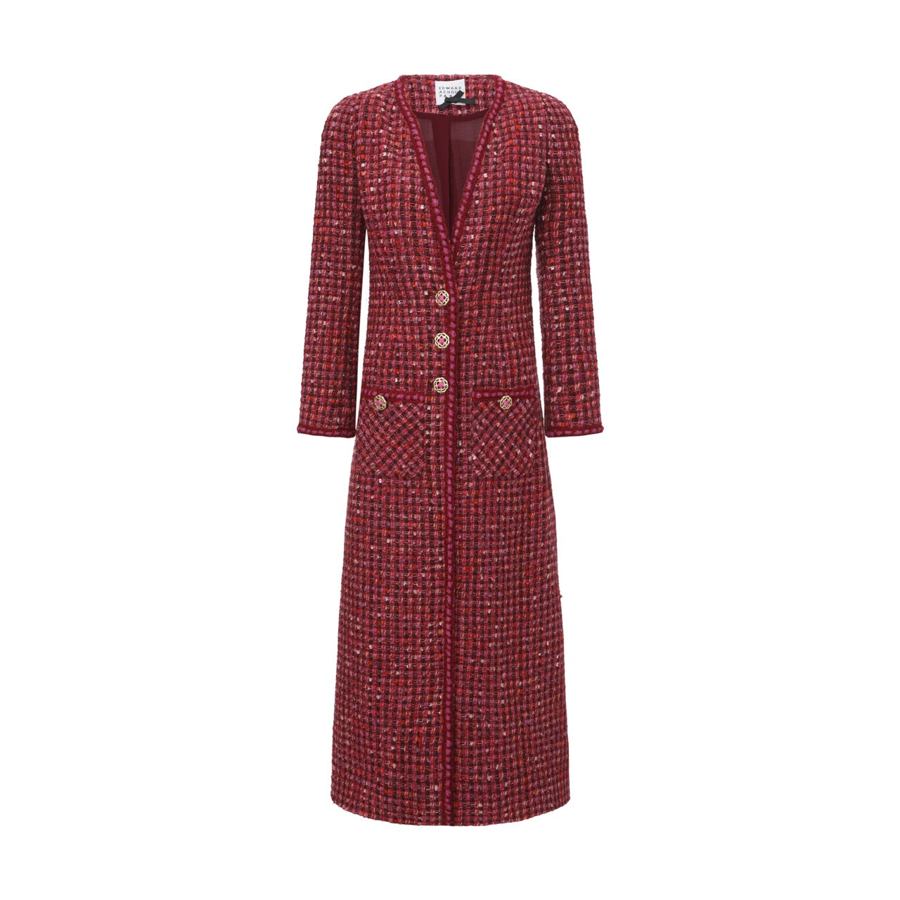 Double-Breasted Tweed Midi Coat