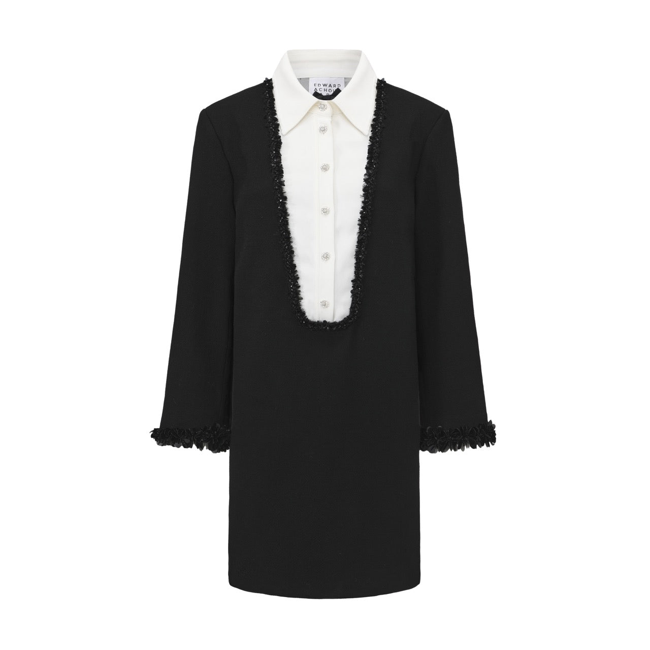 Extended-Length Shift Dress with Contrast Bib