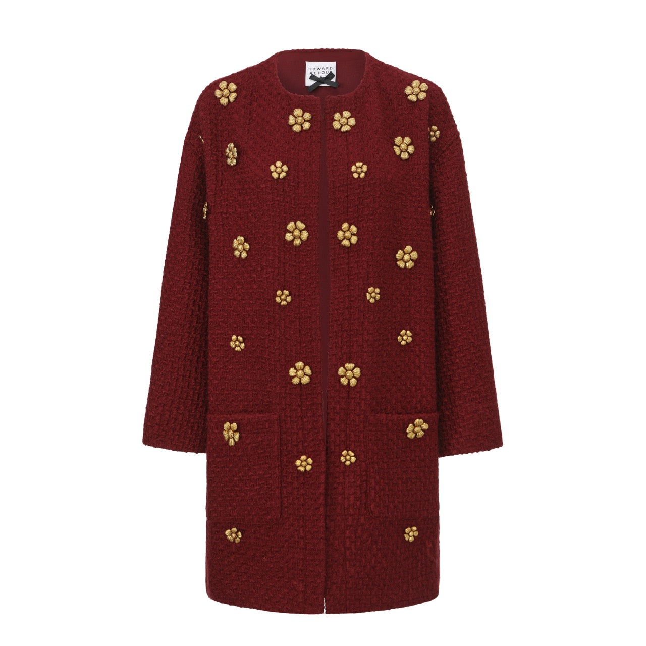 Embellished Straight Boucle Coat