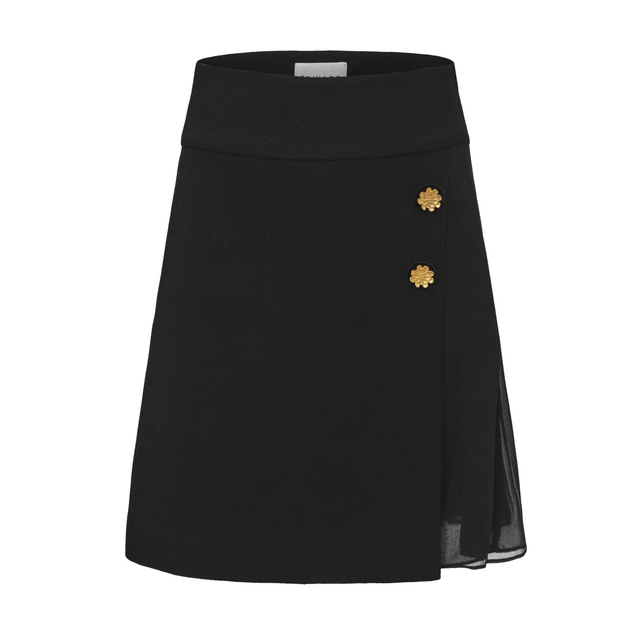 Asymmetric Wrap Skirt with Lace Insert