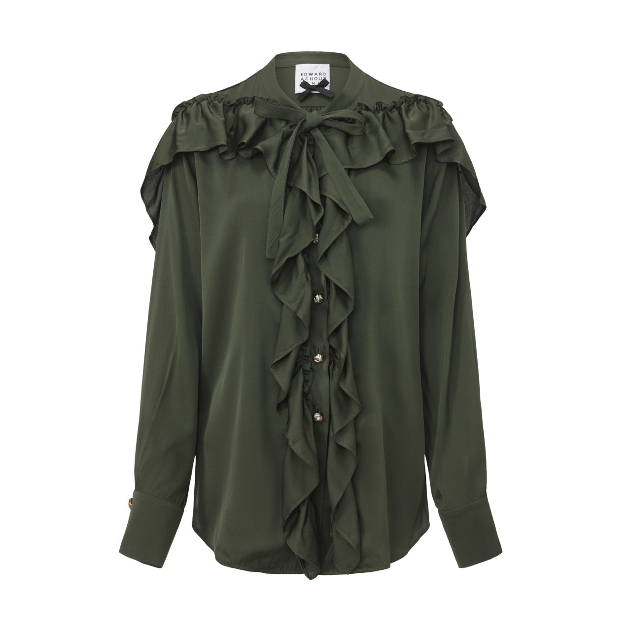 Ruffled Bow Chiffon Blouse