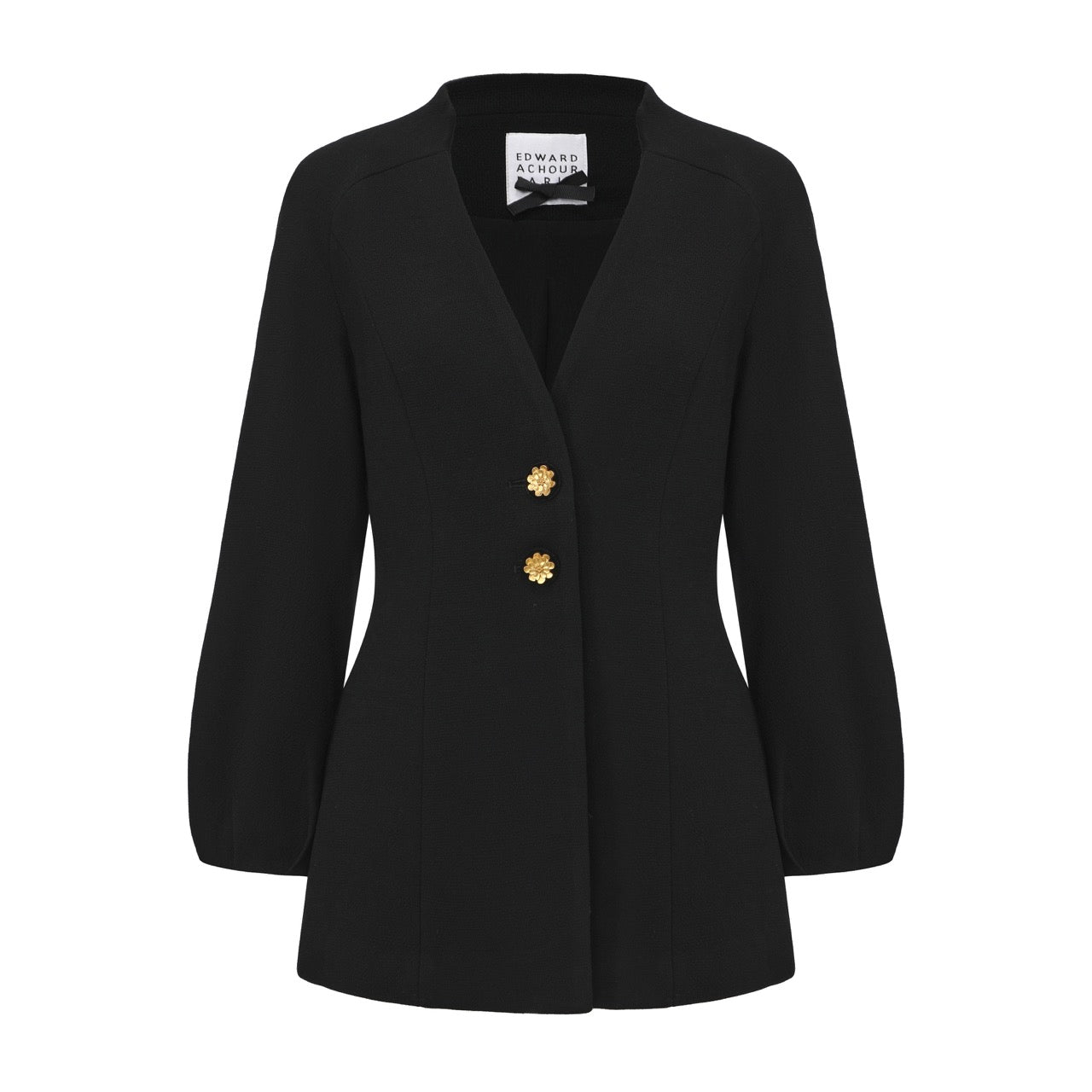 Hourglass Wool Jacket with Balloon Sleeves