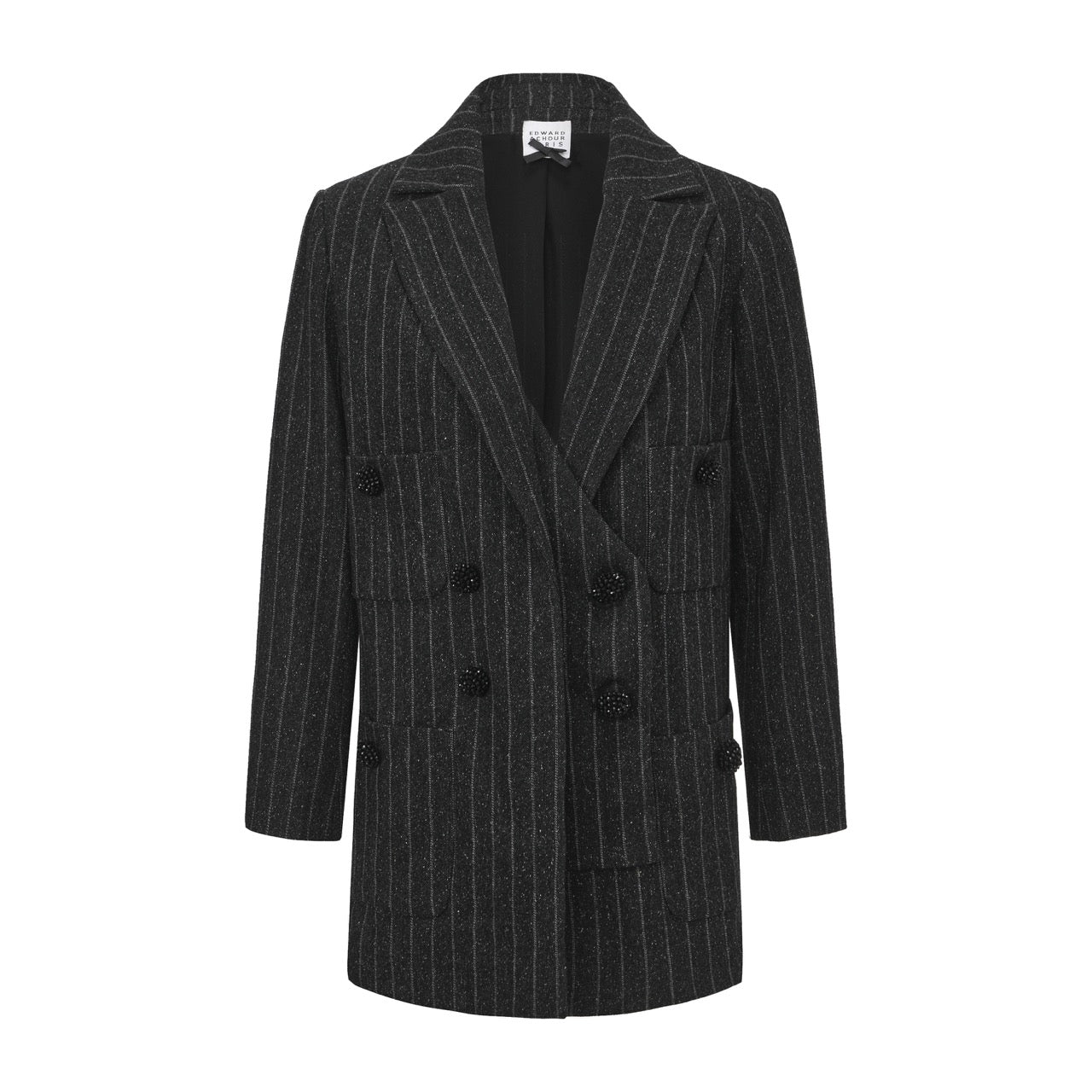Long Metallic Tweed Blazer