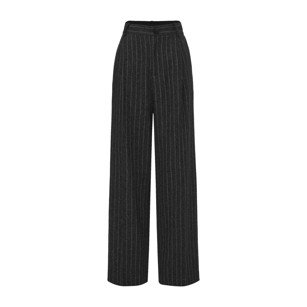 Metallic Tweed Wide-Leg Trousers